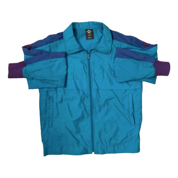 Lightweight Retro Zip Front Sport Jacket Teal, Blue and Purple women’s medium - Picture 5 of 6